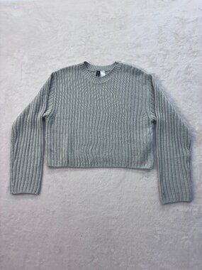 H&M Grey Women's Cable-Knit Sweater --- Size: Large --- Great Condition!!